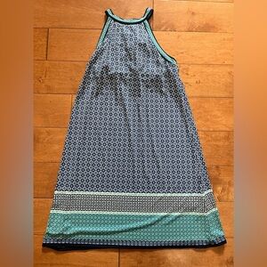 Max Studio Blue and Green Sleeveless Halter Dress